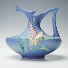 Roseville Pottery Blue Pitcher, Foxglove