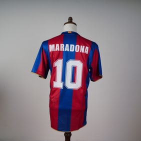 Authentic Diego Maradona Signed FC Barcelona Home Shirt w/ COA