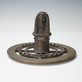 1921 Egyptian Themed Cast Iron Cigarette Holder