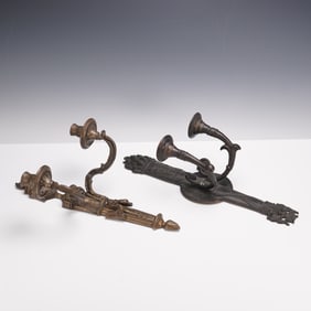 2pc Cast Metal Neoclassical Style Wall Sconces