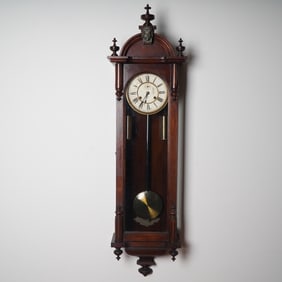 Ansonia Clock Co. Victorian Figural Crest Wall Regulator