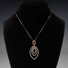 14K Rose Gold 1.02ctw Champagne Diamond Pendant Necklace