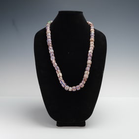 African Red, White, and Blue Trade Bead Necklace