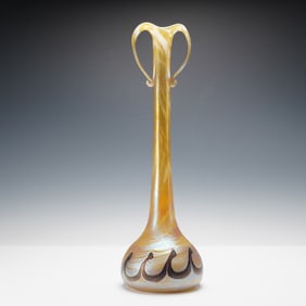 Louis Comfort Tiffany Favrile Glass Vase with Wave Trail Decoration