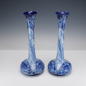 Pair of late 19th Century Moorcroft Florian Ware cabinet vases