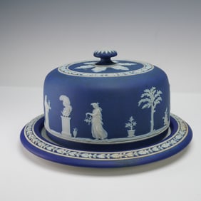 Wedgwood Blue Dipped Jasperware Cheese and Cake Dome