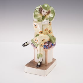 Goldscheider Colorway Figurine by Rudolf Podany, Fashionable Pierrette