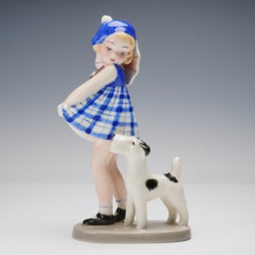 Goldscheider by Claire Weiss Girl with Terrier Porcelain Figurine