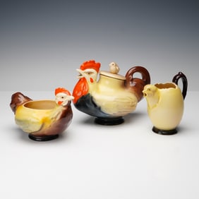 3pc Royal Doulton Chicken Family Tea Set