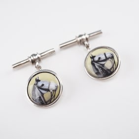 Pair of Sterling Silver Equestrian Horse Head Cufflinks