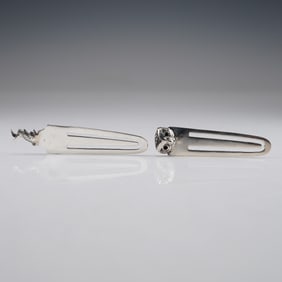 2pc Sterling Silver Bookmark Page Markers with Owl and Rabbit Figures