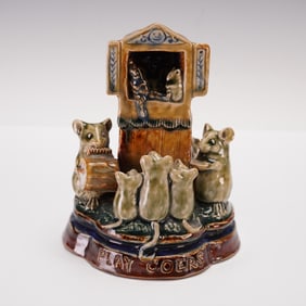 Doulton Lambeth by George Tinworth Stoneware Figural Grouping, Playgoers