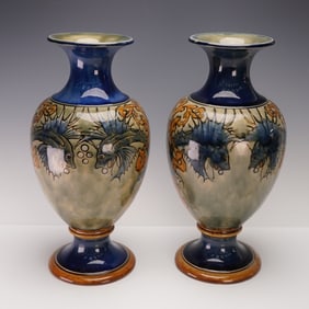 Pair of Doulton Lambeth by Eliza Simmance Art Nouveau Vases