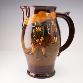 Royal Doulton Large Sized Kingsware Jug, Golfers