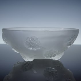 Rene Lalique Tournon Frosted and Molded Center Glass Bowl