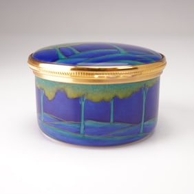 Moorcroft Enamels Round Pot, Moonlit Blue