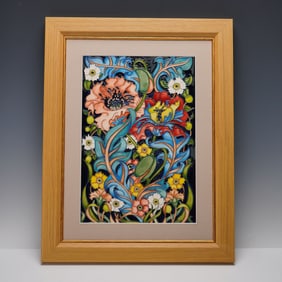 Moorcroft Pottery by Rachel Bishop Framed Plaque, Flower