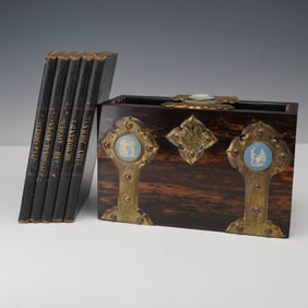 Manoah Rhodes Victorian Gilt Metal Mounted Calamander Desk Book Holder