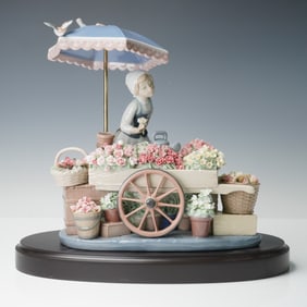 Lladro Porcelain Figurine and Base, Flowers of the Season 1001454