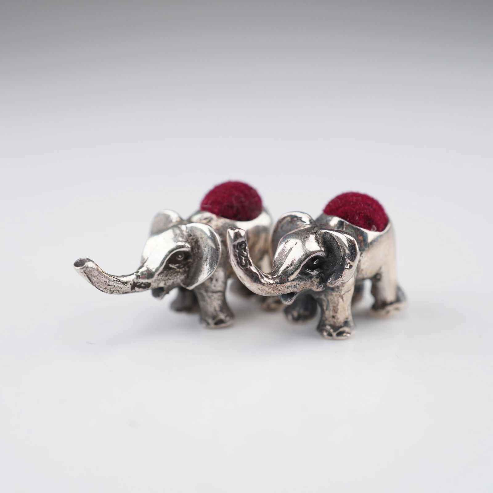 2pc Miniature Elephant Sterling Silver Pin Cushions (1 of 6)