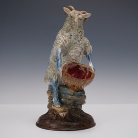 Cobridge Stoneware Ram with Bowl Figurine