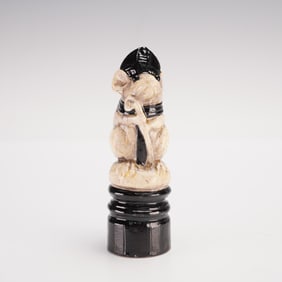 Doulton Lambeth by George Tinworth Mouse Chess Piece, Black Bishop