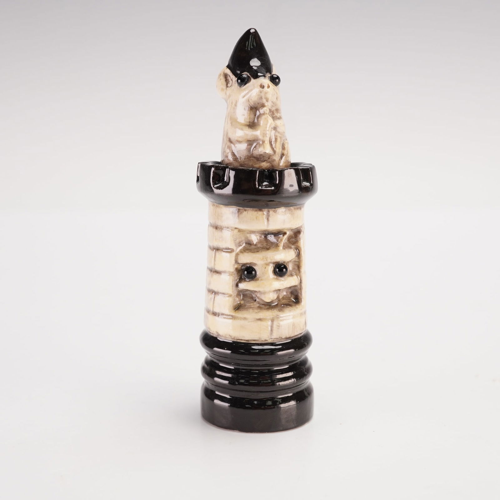 Doulton Lambeth by George Tinworth Mouse Chess Piece, Black Rook (1 of 3)