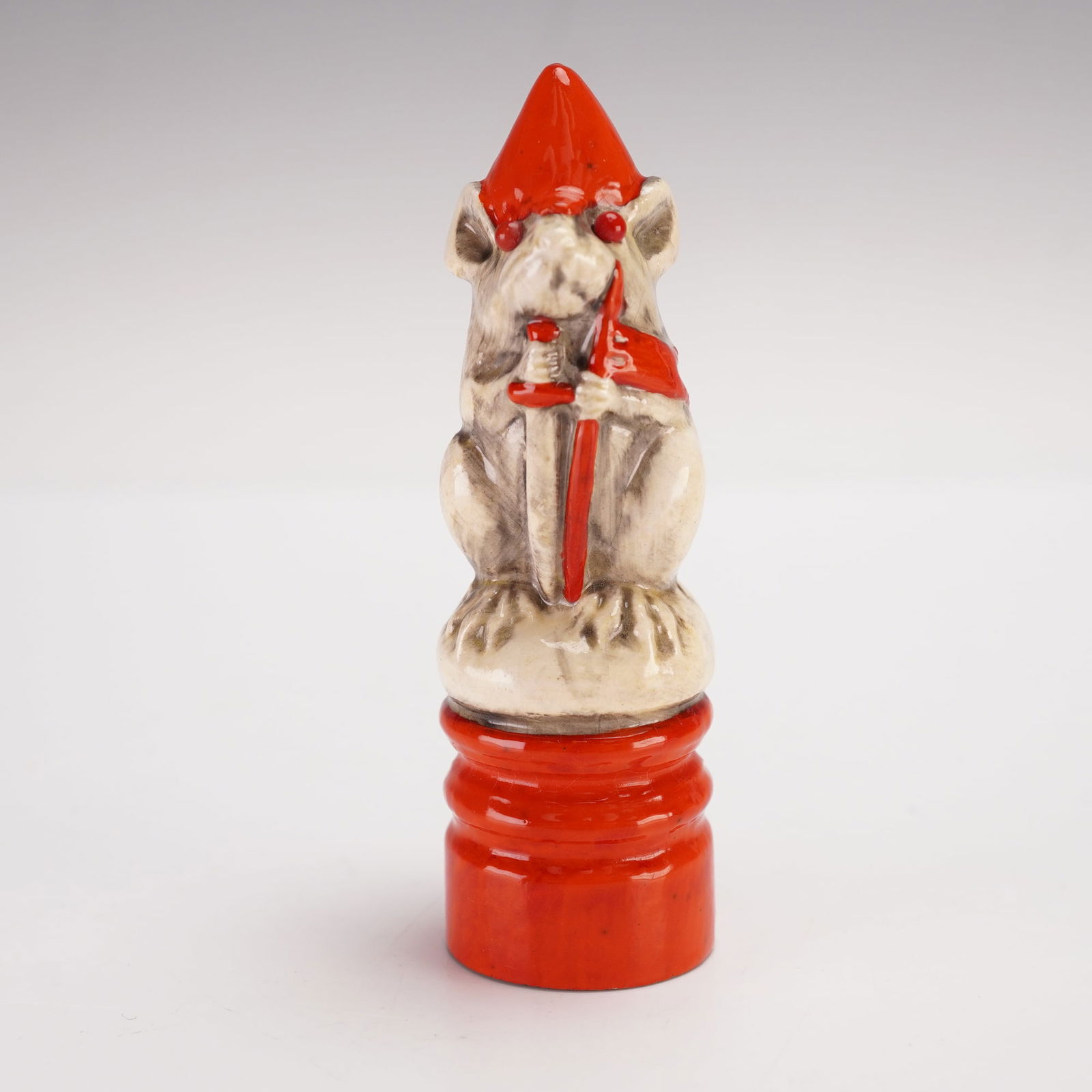 Doulton Lambeth by George Tinworth Mouse Chess Piece, Red Knight (1 of 3)