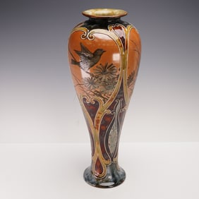 Doulton Lambeth by Florence Barlow Vase, Birds
