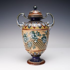 Doulton Lambeth by Eliza Simmance Stoneware Covered Vase