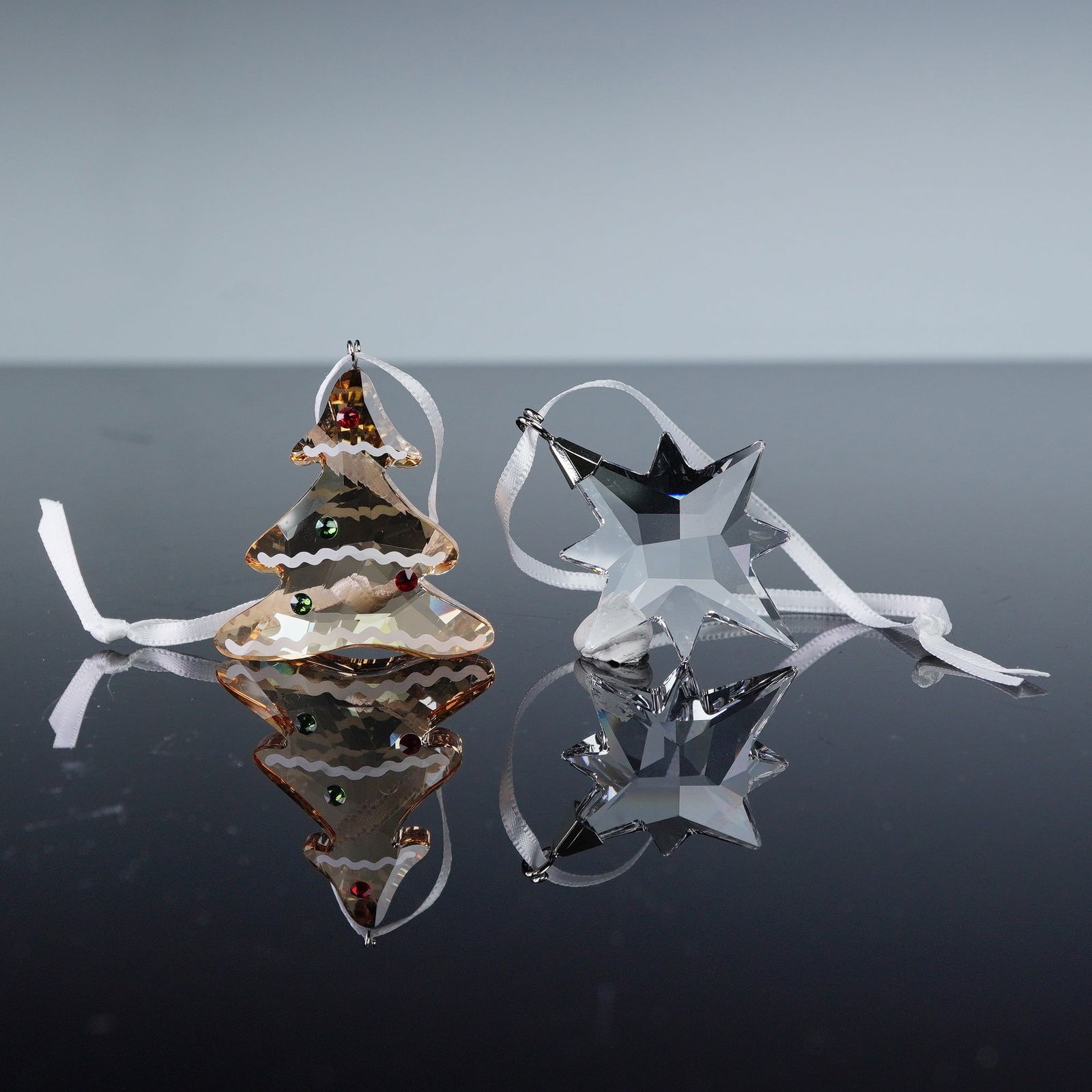 2pc Swarovski Crystal Tree Ornaments, Gingerbread Tree & Star (1 of 6)
