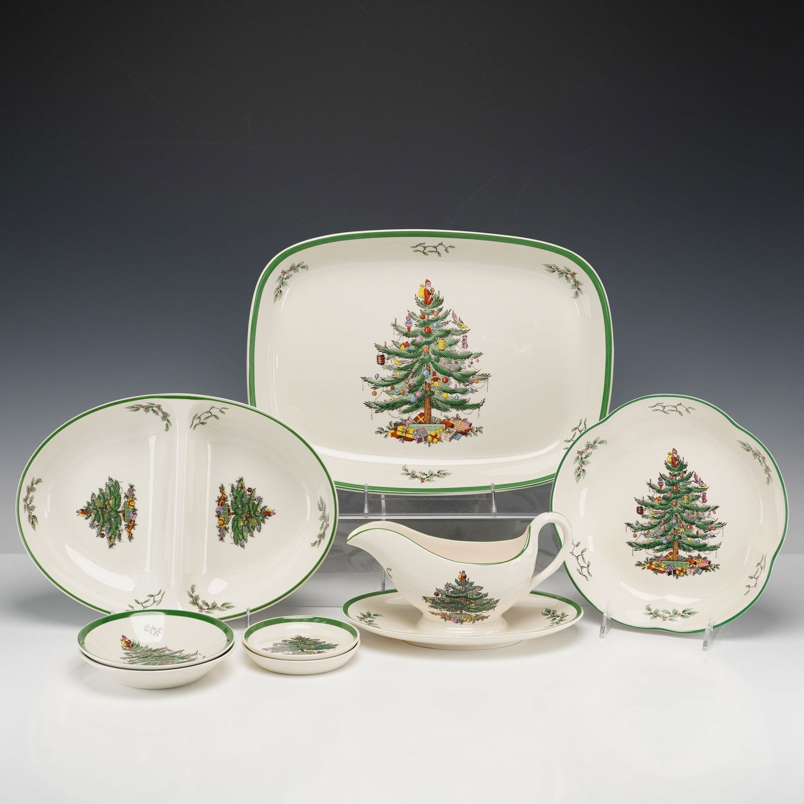 8pc Spode Porcelain Serveware Set, Christmas Tree (1 of 8)