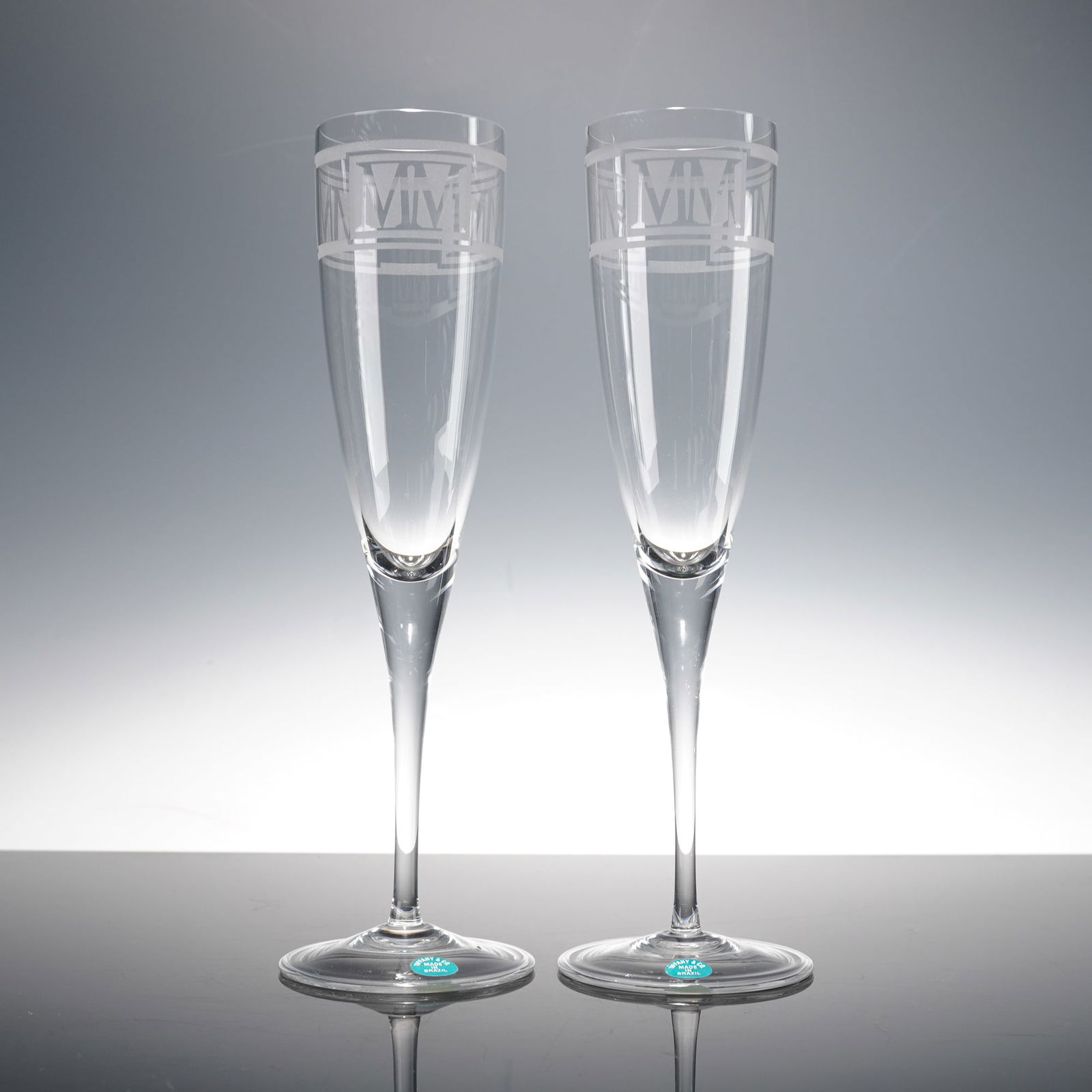 Pair of Tiffany & Co. Crystal Champagne Flutes, Millennium (1 of 7)