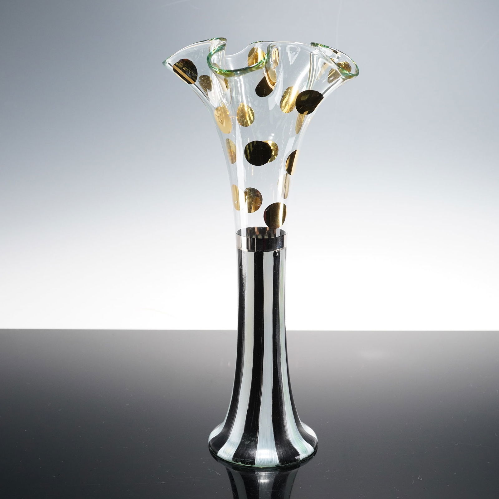 Mackenzie-Childs Hand Painted Glass Vase, Circus (1 of 6)