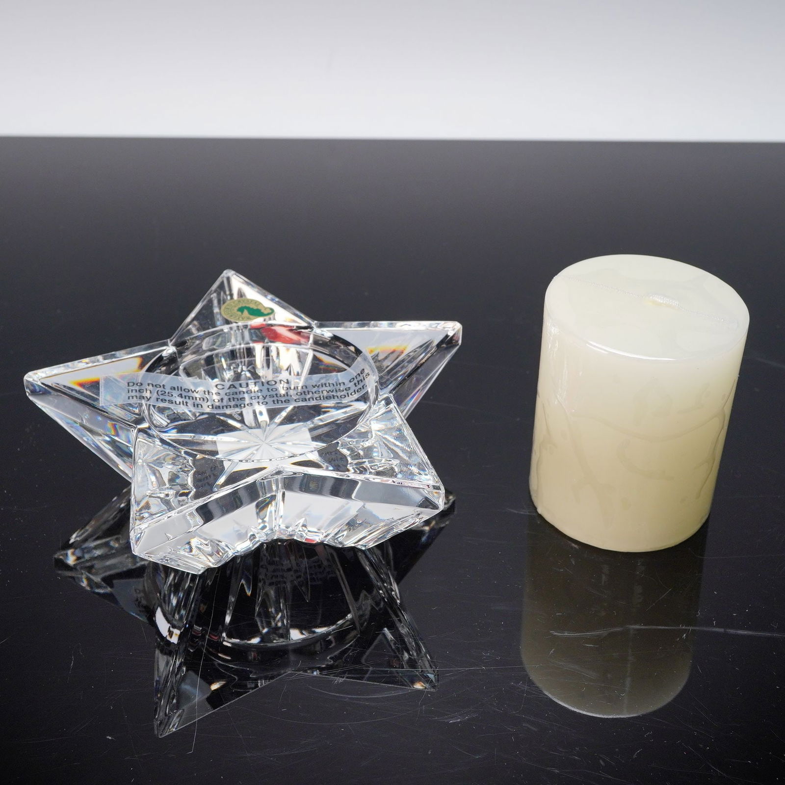 2pc Waterford Crystal Star Candleholder with Pillar Candle (1 of 5)