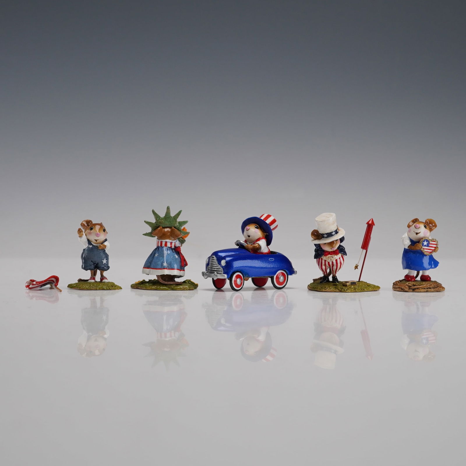 5pc Wee Forest Folk Figurines, 4th of July Themed (1 of 5)