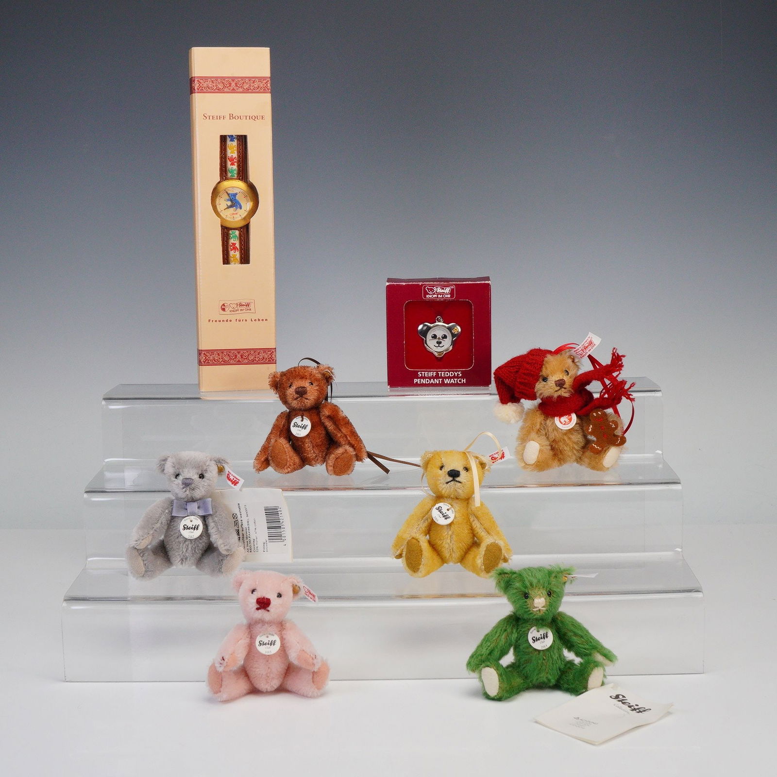 8pc Steiff Bear Ornaments and Watches (1 of 6)