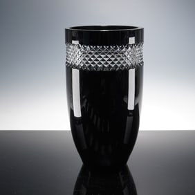 John Rocha for Waterford Crystal Vase, Black Cut