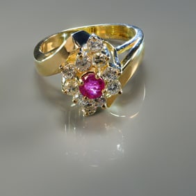 14k Gold Ruby and 0.60ctw Diamond Ring