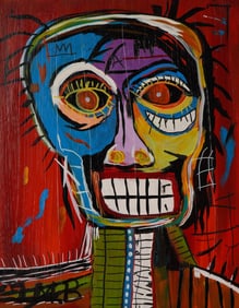Jean-Michel Basquiat (Aft.) Original Oil on Canvas, SAMO Portrait, Signed