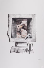 Ari Harpaz, Surrealist Offset Lithograph on Paper by American Art Editions