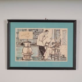 Wayne Hall 1944 Original Illus. for The Hidden Town, Signed