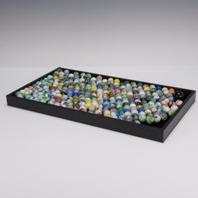 Collection of 150+ Assorted Glass Marbles
