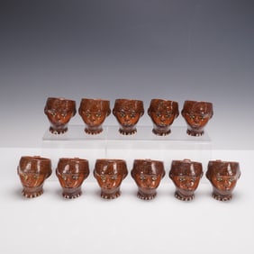 11pc Vintage Hand-Painted Character Jugs