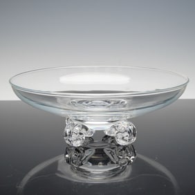 Steuben Crystal Center Bowl with Four Air-Twist Feet