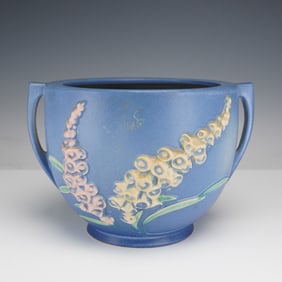Roseville Pottery Blue Vase, Foxglove