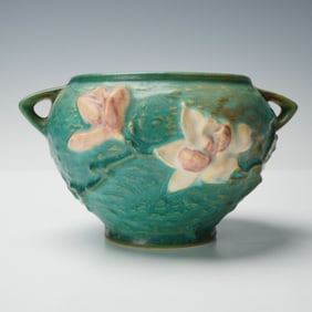 Roseville Pottery Green Jardiniere, Magnolia