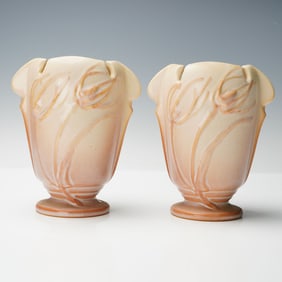 Pair of Roseville Pottery Vases, Teasel