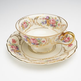 2pc Rosenthal Porcelain Tea Cup & Saucer, Ivory