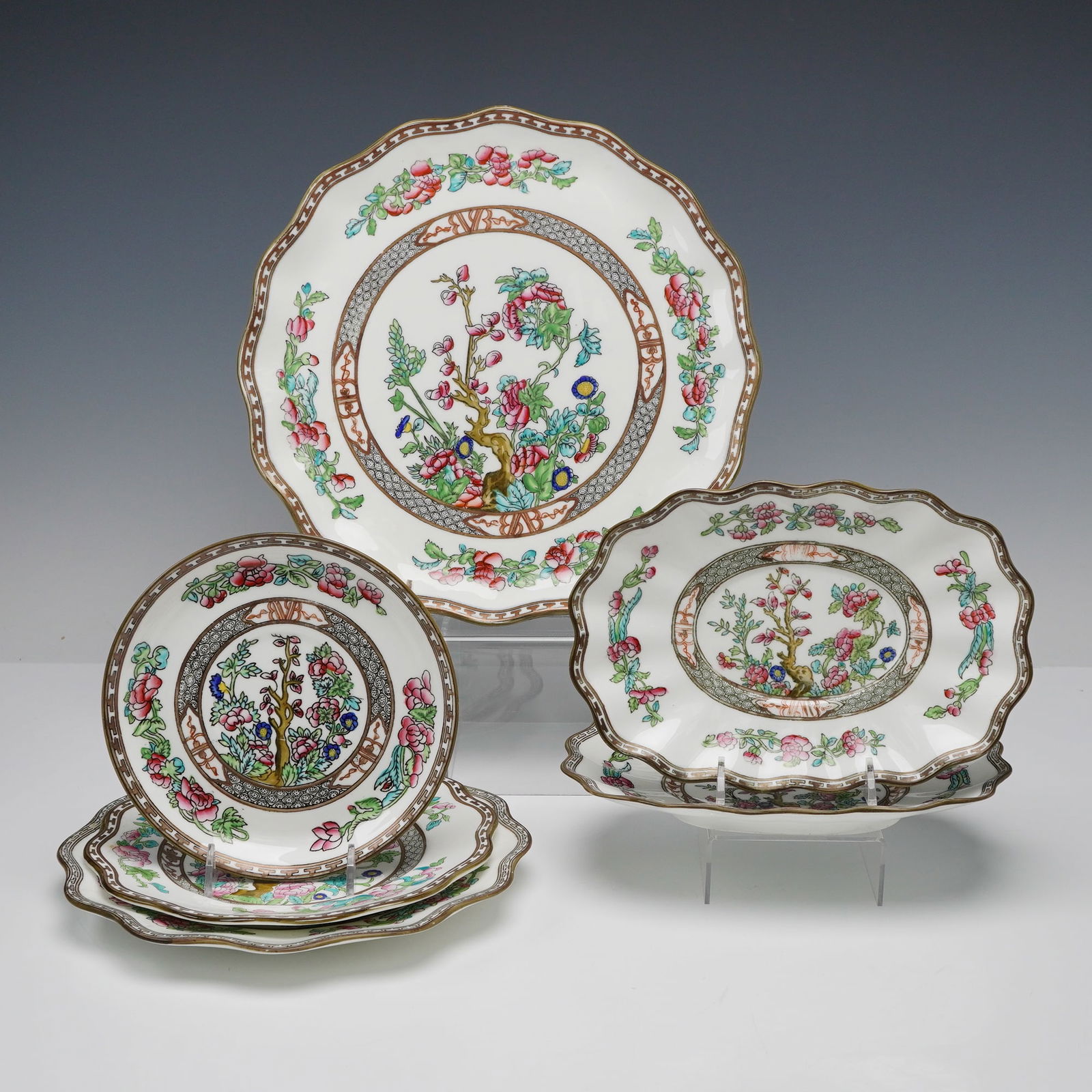 6pc Coalport Mixed Plates and Platter, Indian Tree Multicolor (1 of 6)
